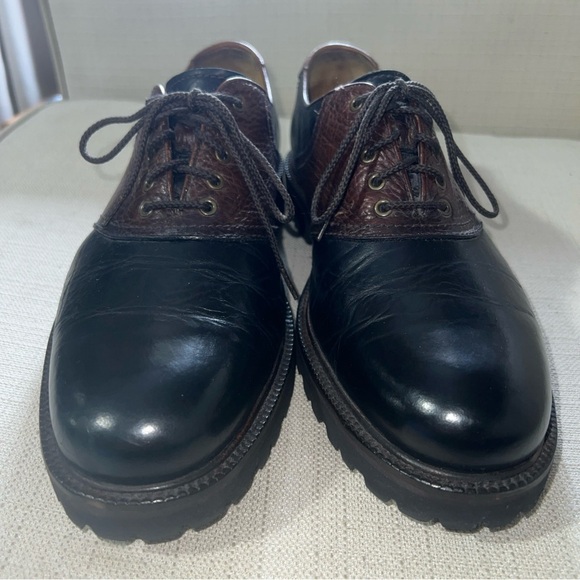 H.S. Trask Mens Leather Saddle Oxford Shoe Lace Up Two Tone 30-0121 Size 8.5M - Picture 3 of 11